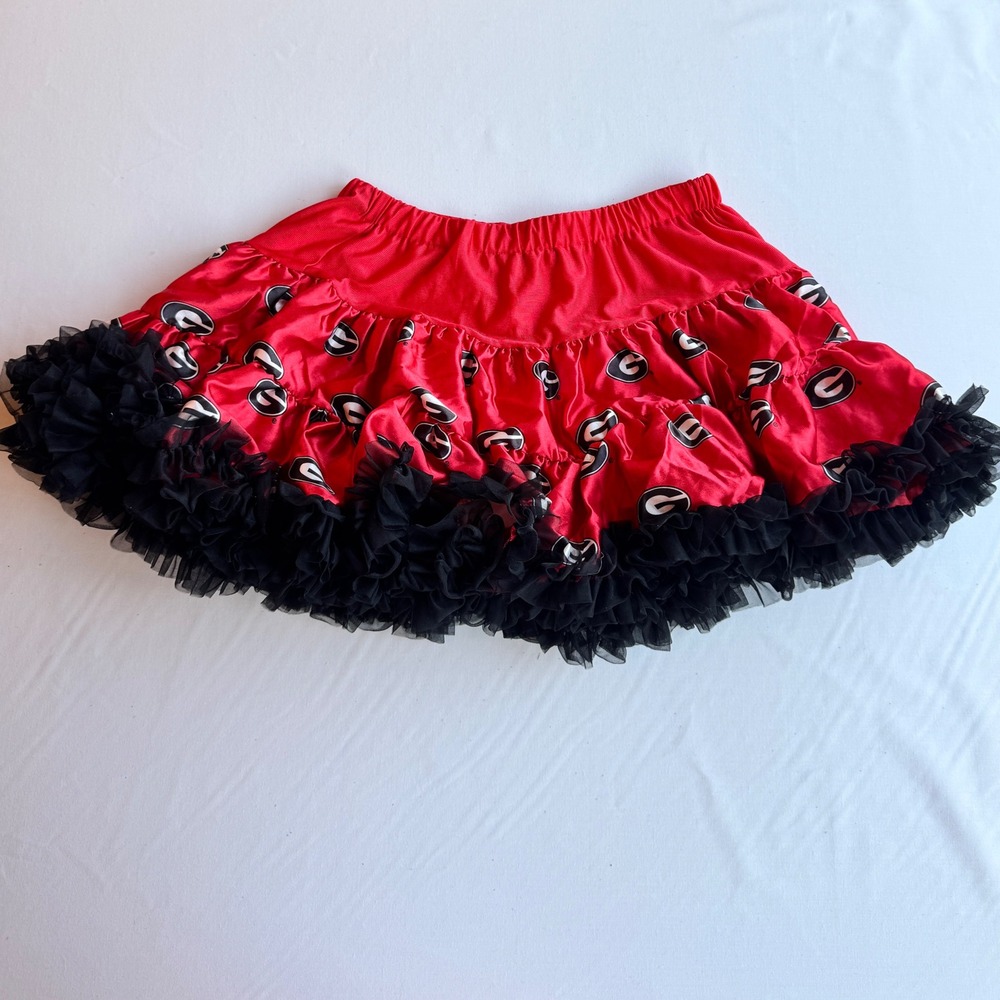 Tutu Couture Georgia Bulldogs NCAA Red Black Ruffle Gameday Mini Skirt Large